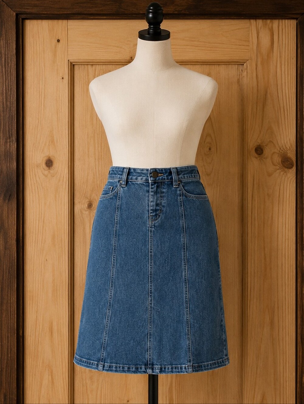 NIC+ZOE Blue Denim Midi Pencil Skirt